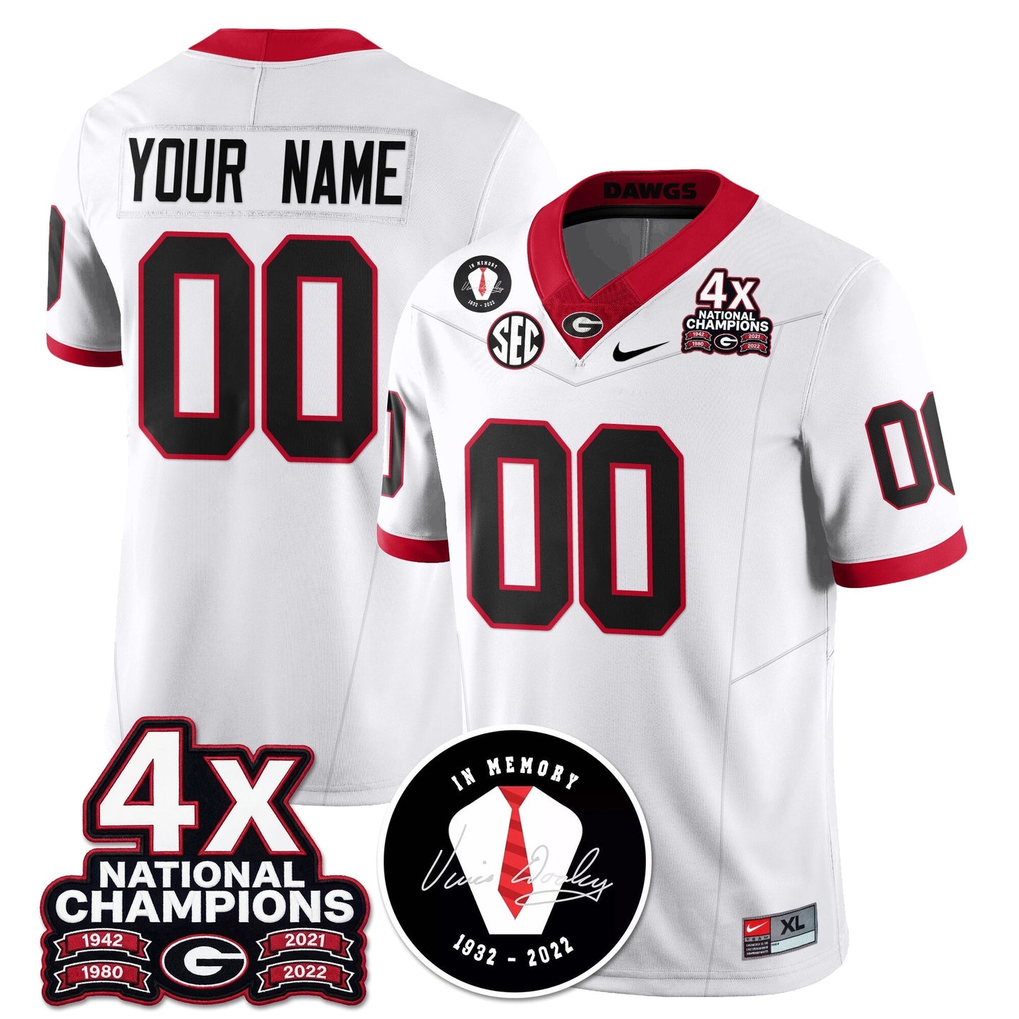 UGA 4x-Time National Champions Vapor Limited Jersey - All Stitched