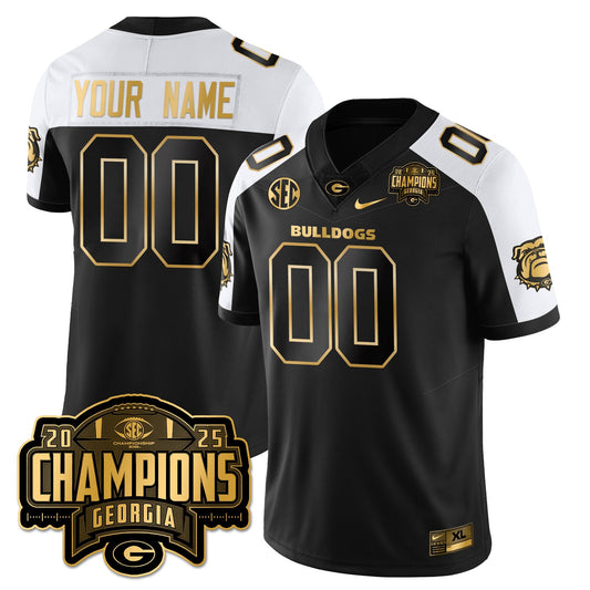 Custom UGA Vapor Limited Gold Jersey - SEC Football Champions - Stitched