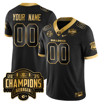 Custom UGA Vapor Limited Gold Jersey - SEC Football Champions - All Stitched