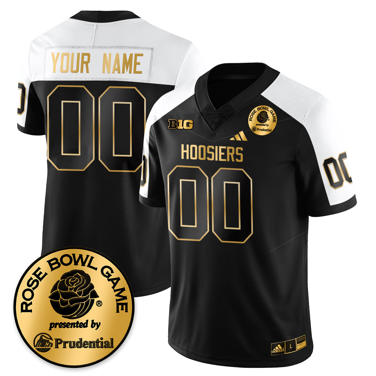 Custom Indiana H Vapor Limited Football Gold Jersey - Rose Bowl - All Stitched