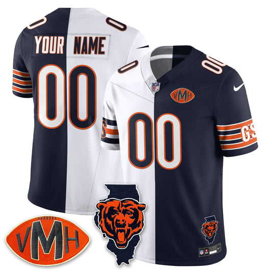 Custom CHI Honor Virginia Halas McCaskey Split Jersey - Stitched