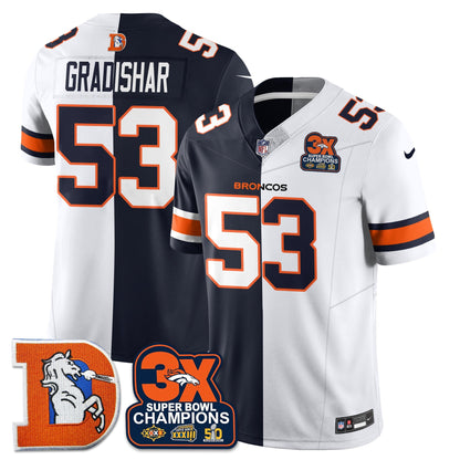 DEN 3-Time Champions Patch Throwback Vapor Limited Split Jersey - All Stitched