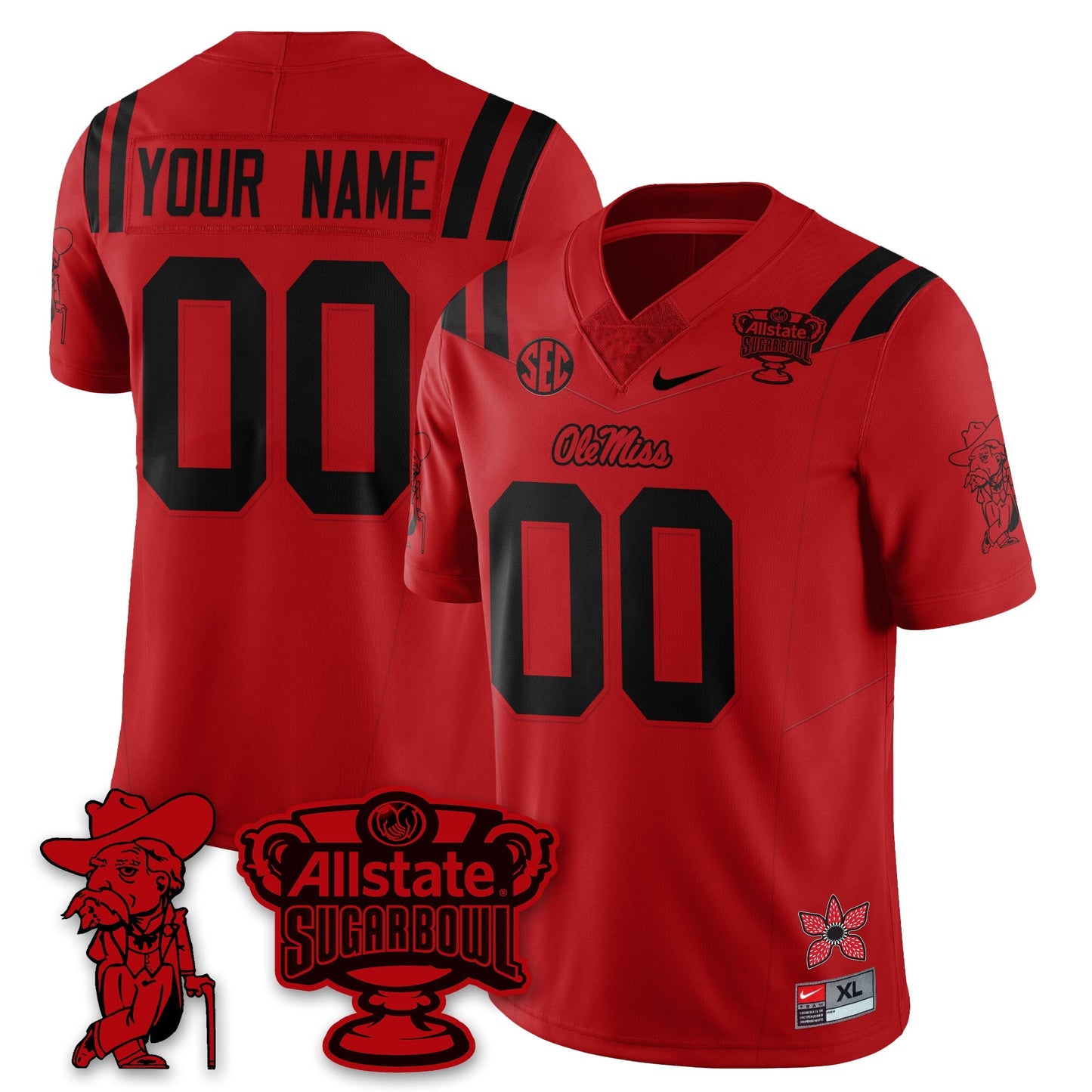 Custom OMR 2025 Sugar Bowl 'Stranger Things Edition' Vapor Limited Football Jersey - All Stitched