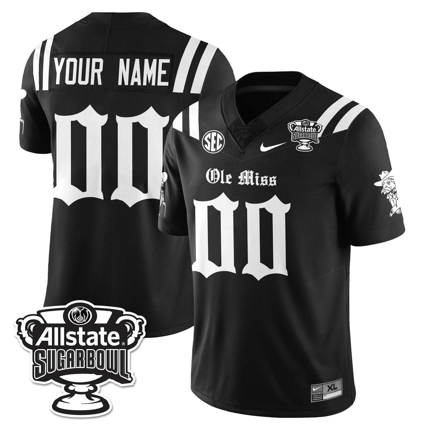 Custom OMR 2025 Sugar Bowl Gothic Vapor Limited Football Jersey - All Stitched