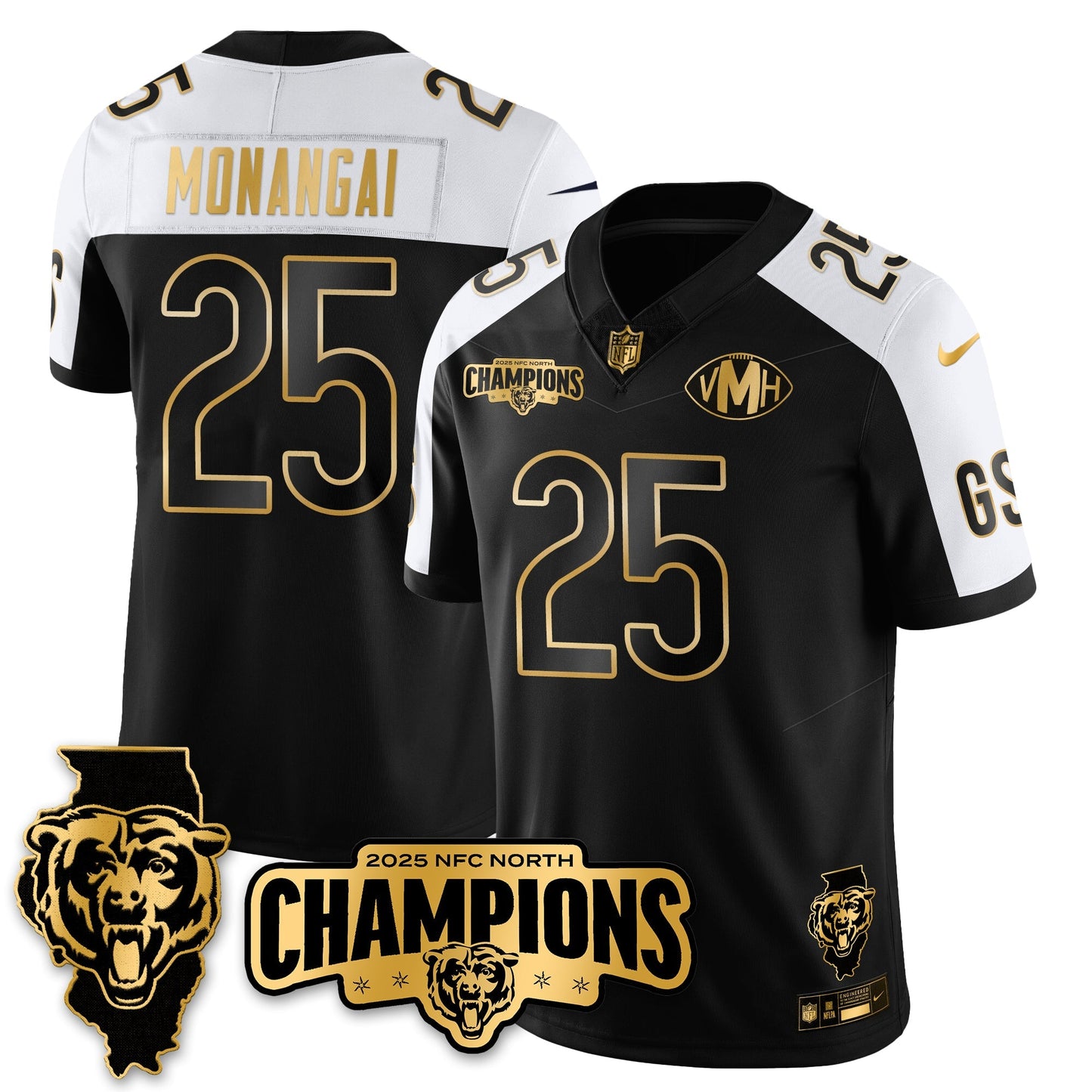 CHI NFC North Division Champions Vapor Limited Gold Jersey - All Stitched