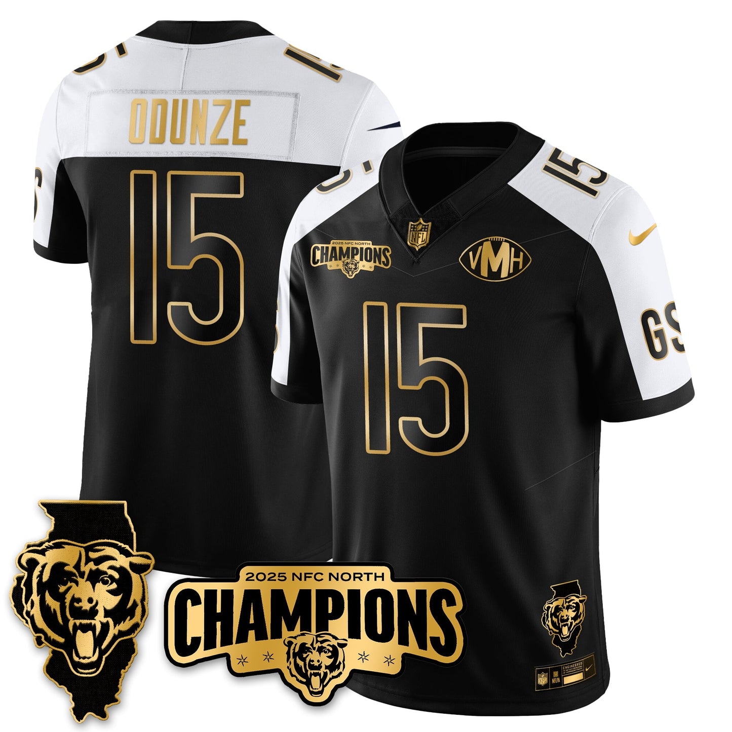 CHI NFC North Division Champions Vapor Limited Gold Jersey - All Stitched