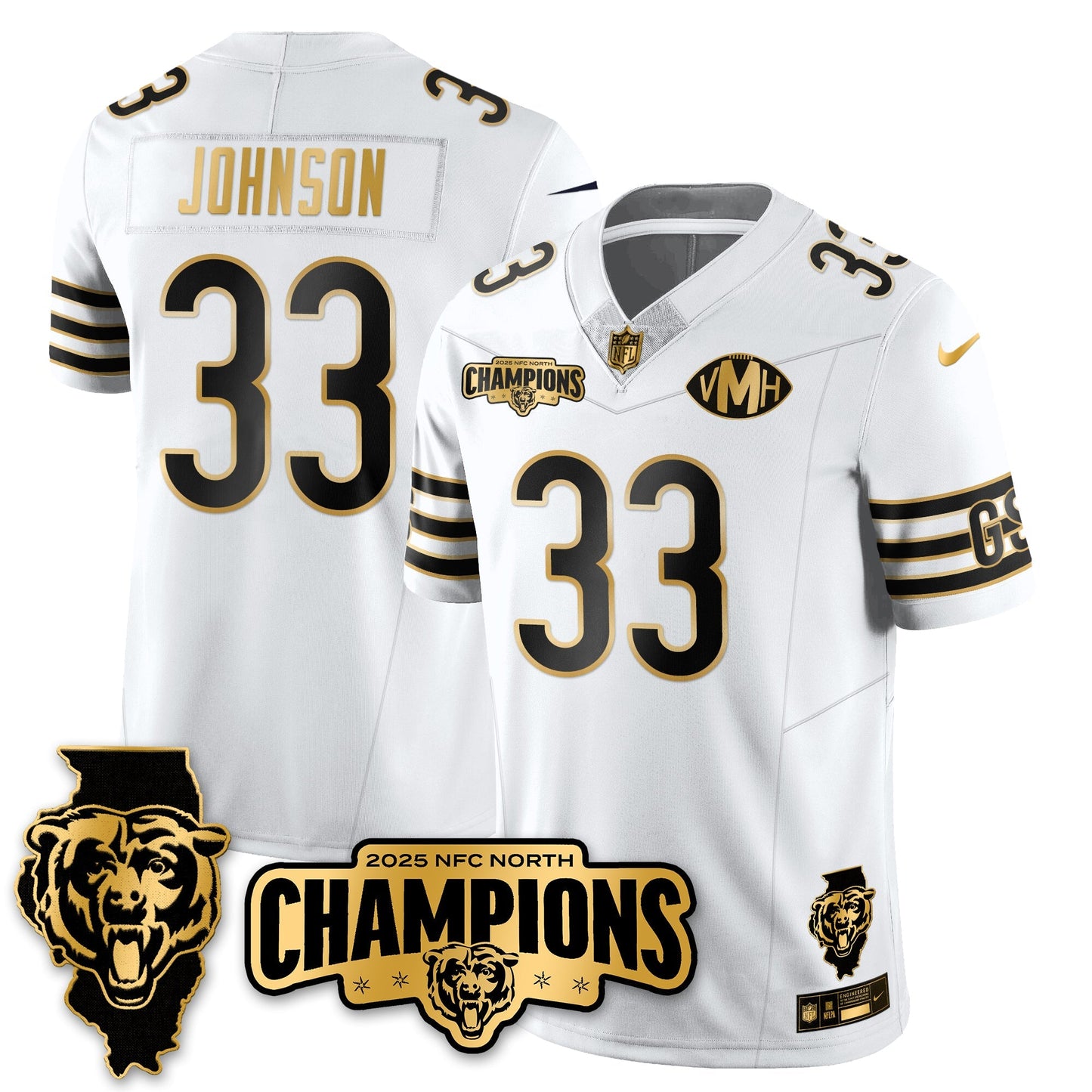 CHI NFC North Division Champions Vapor Limited Gold Jersey - All Stitched