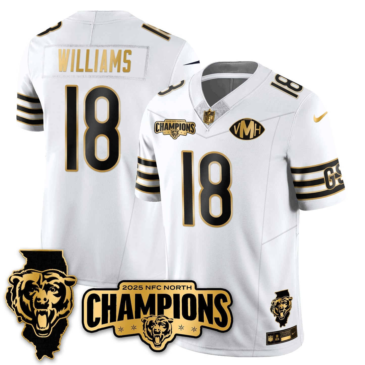 CHI NFC North Division Champions Vapor Limited Gold Jersey - All Stitched