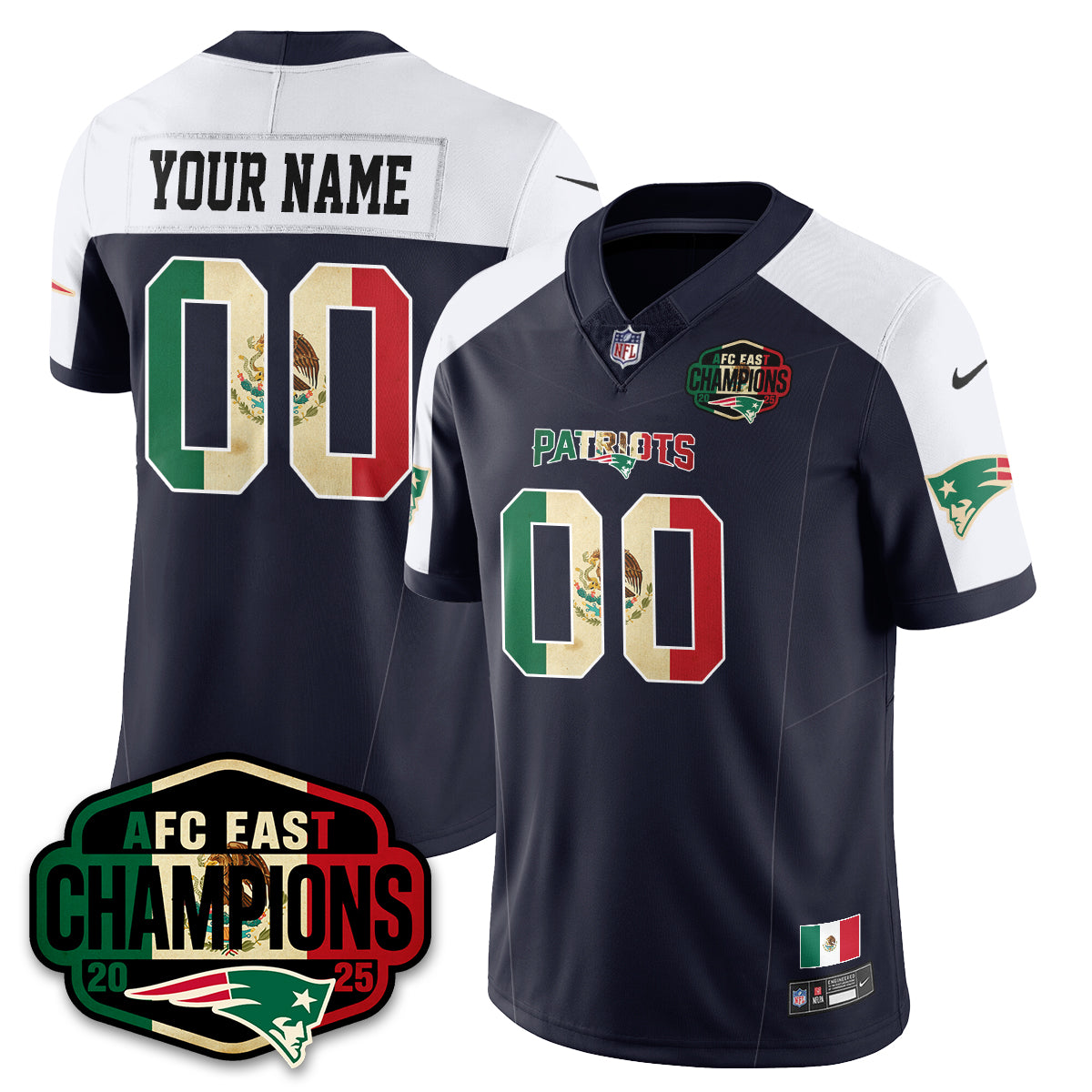 Custom NE Mexico AFC East Division Champions Vapor Limited Jersey - All Stitched