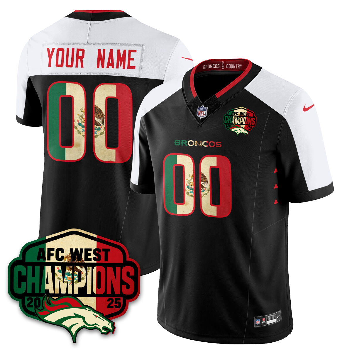 Custom DEN Mexico AFC West Division Champions Vapor Limited Jersey - All Stitched