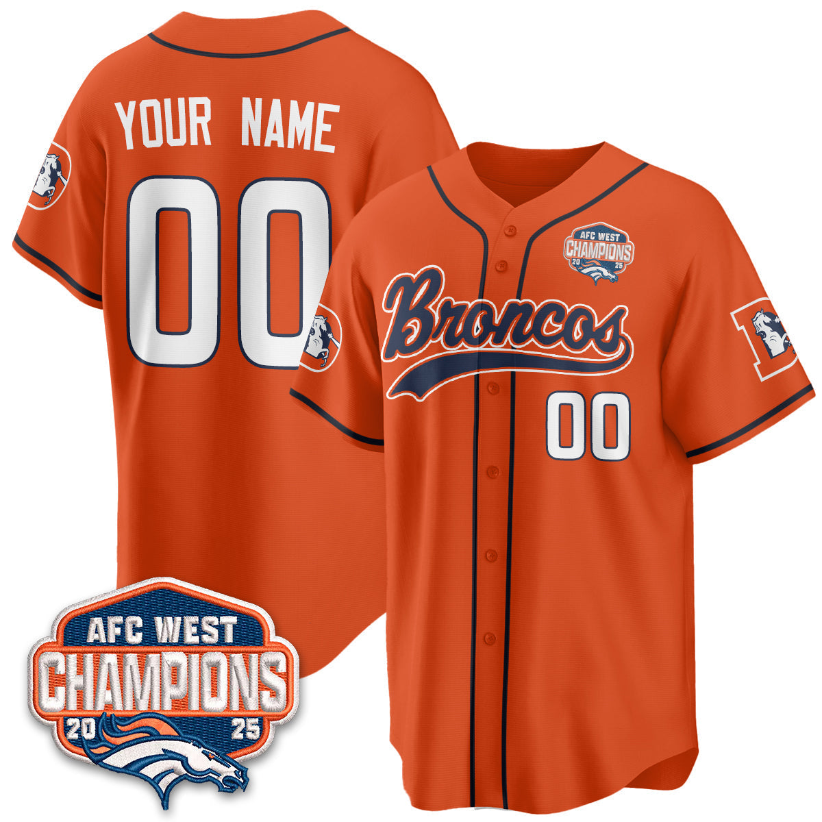 DEN AFC West Division Champions Vapor Limited Baseball Custom Jersey - All Stitched