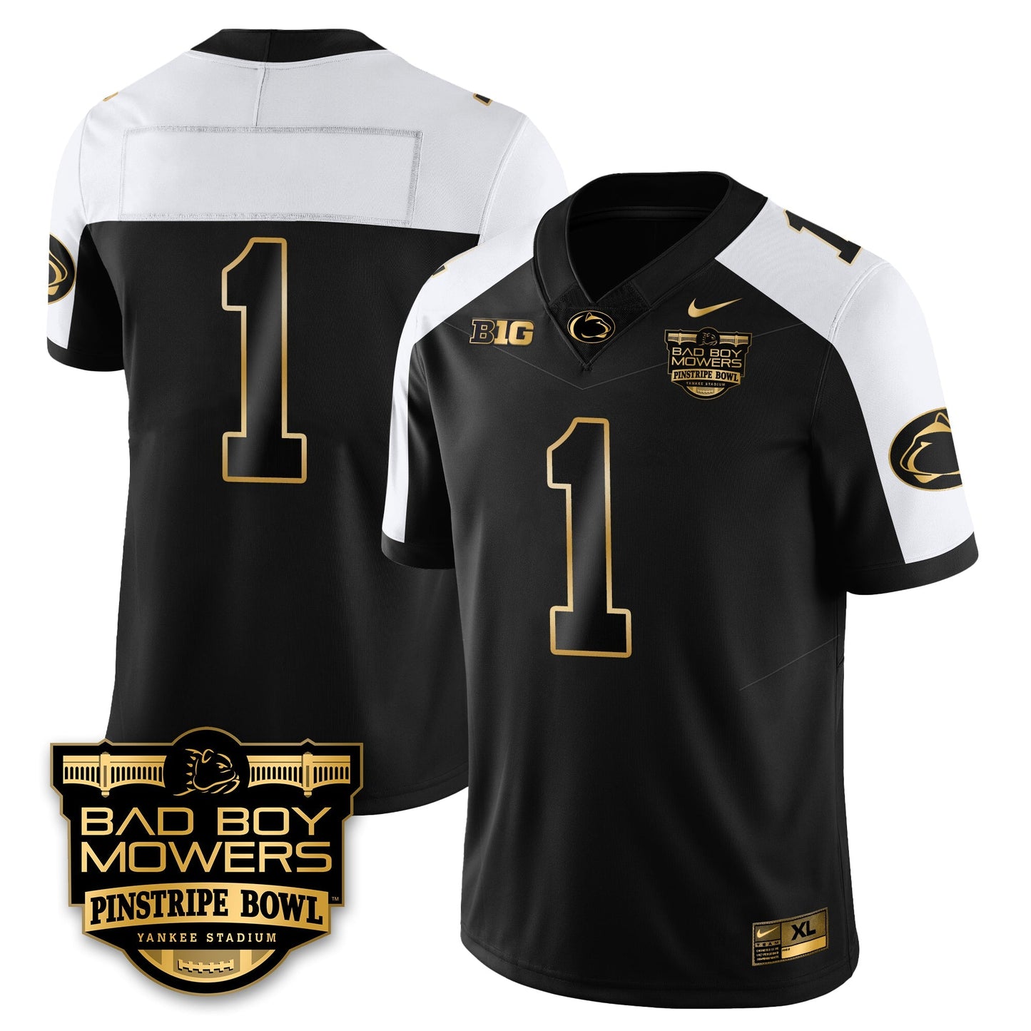 PSU Football Pinstripe Bowl Gold Jersey - All Stitched