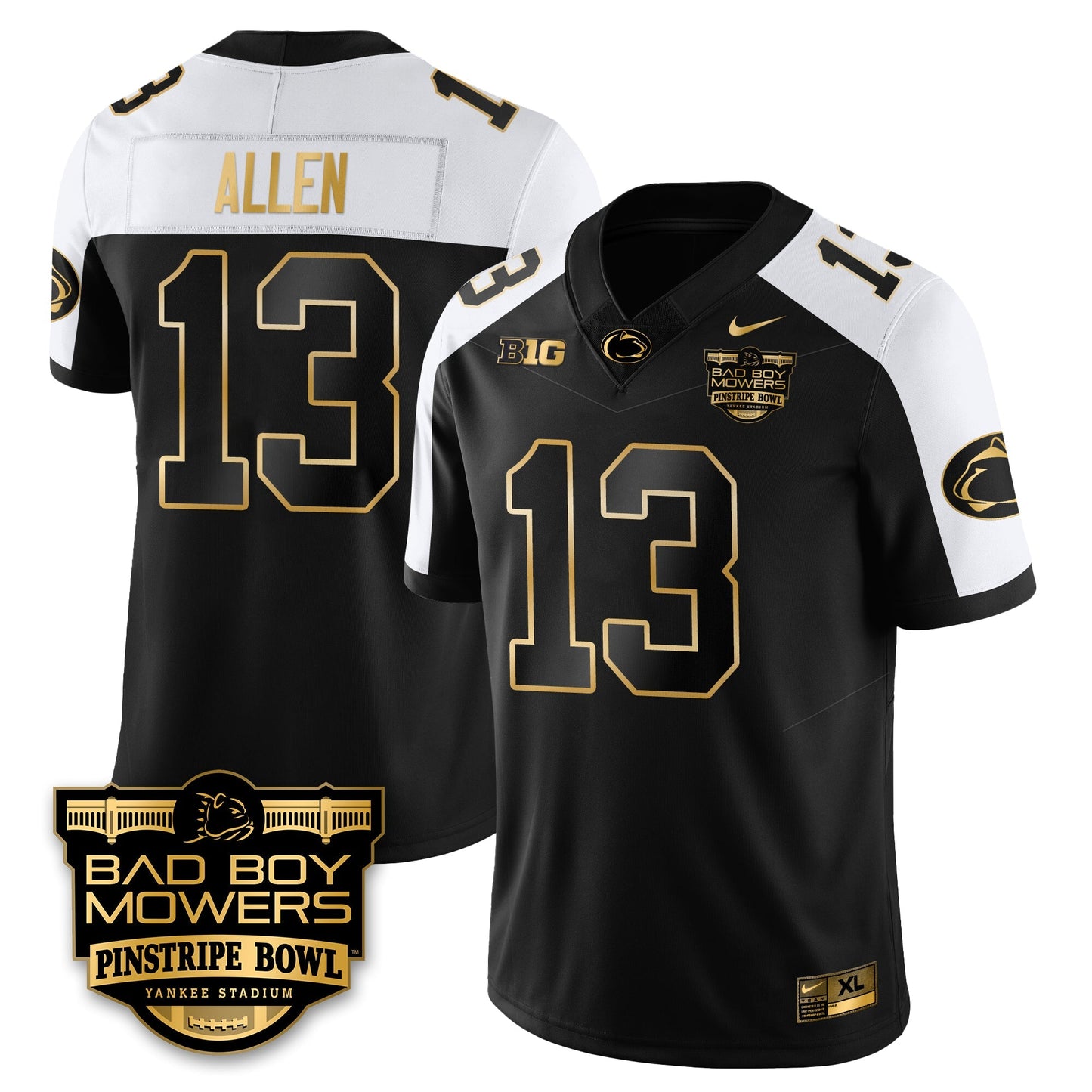 PSU Football Pinstripe Bowl Gold Jersey - All Stitched