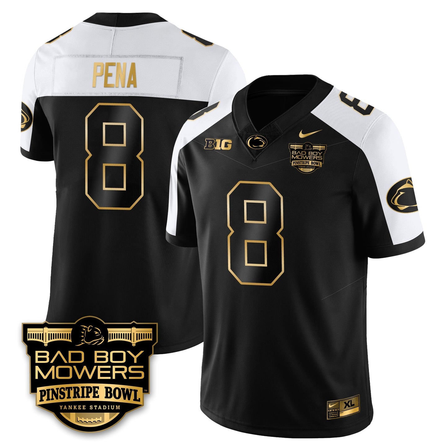 PSU Football Pinstripe Bowl Gold Jersey - All Stitched