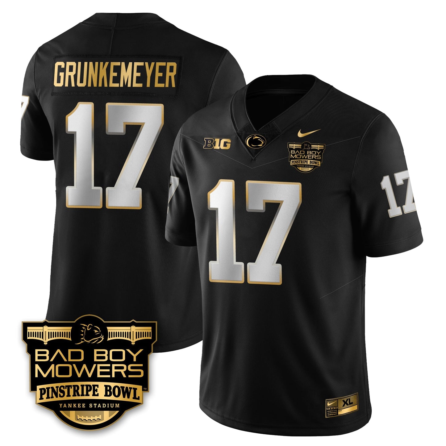 PSU Football Pinstripe Bowl Gold Jersey - All Stitched