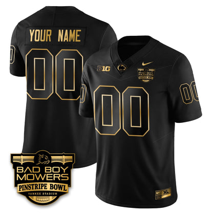PSU Football Pinstripe Bowl Gold Custom Jersey - All Stitched