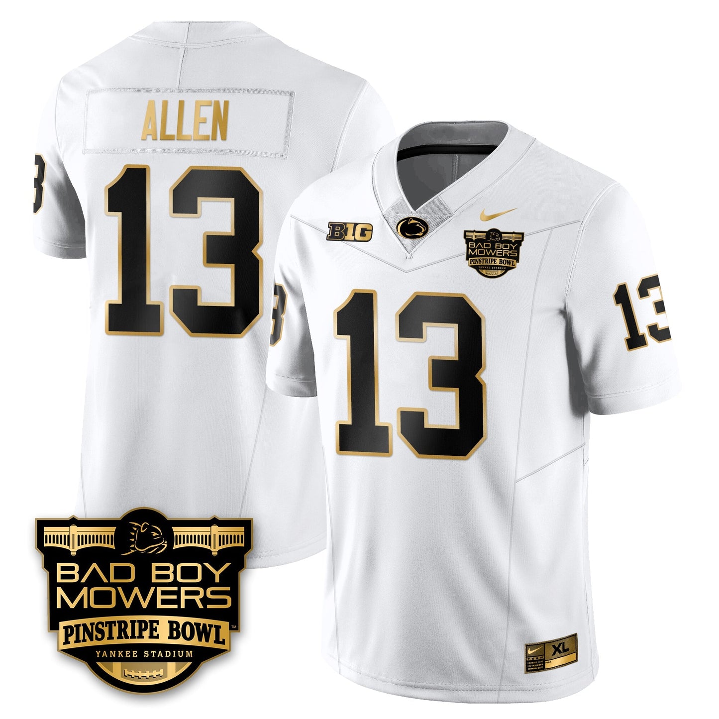 PSU Football Pinstripe Bowl Gold Jersey - All Stitched