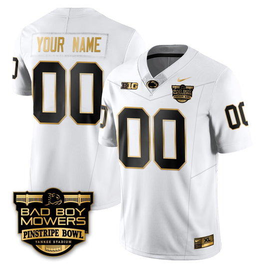 PSU Football Pinstripe Bowl Gold Custom Jersey - Stitched