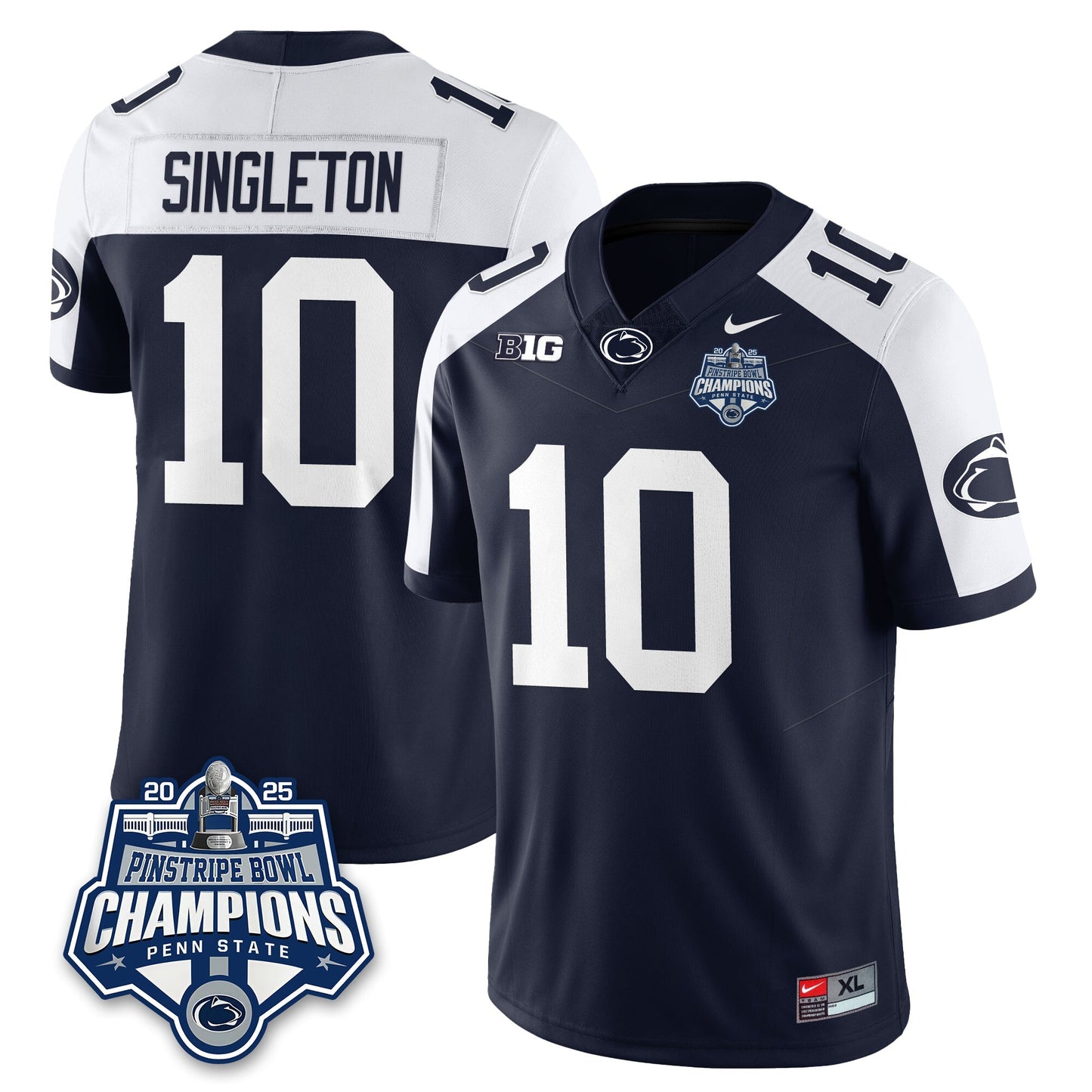 PSU Football 2025 Pinstripe Bowl Champions Jersey - All Stitched