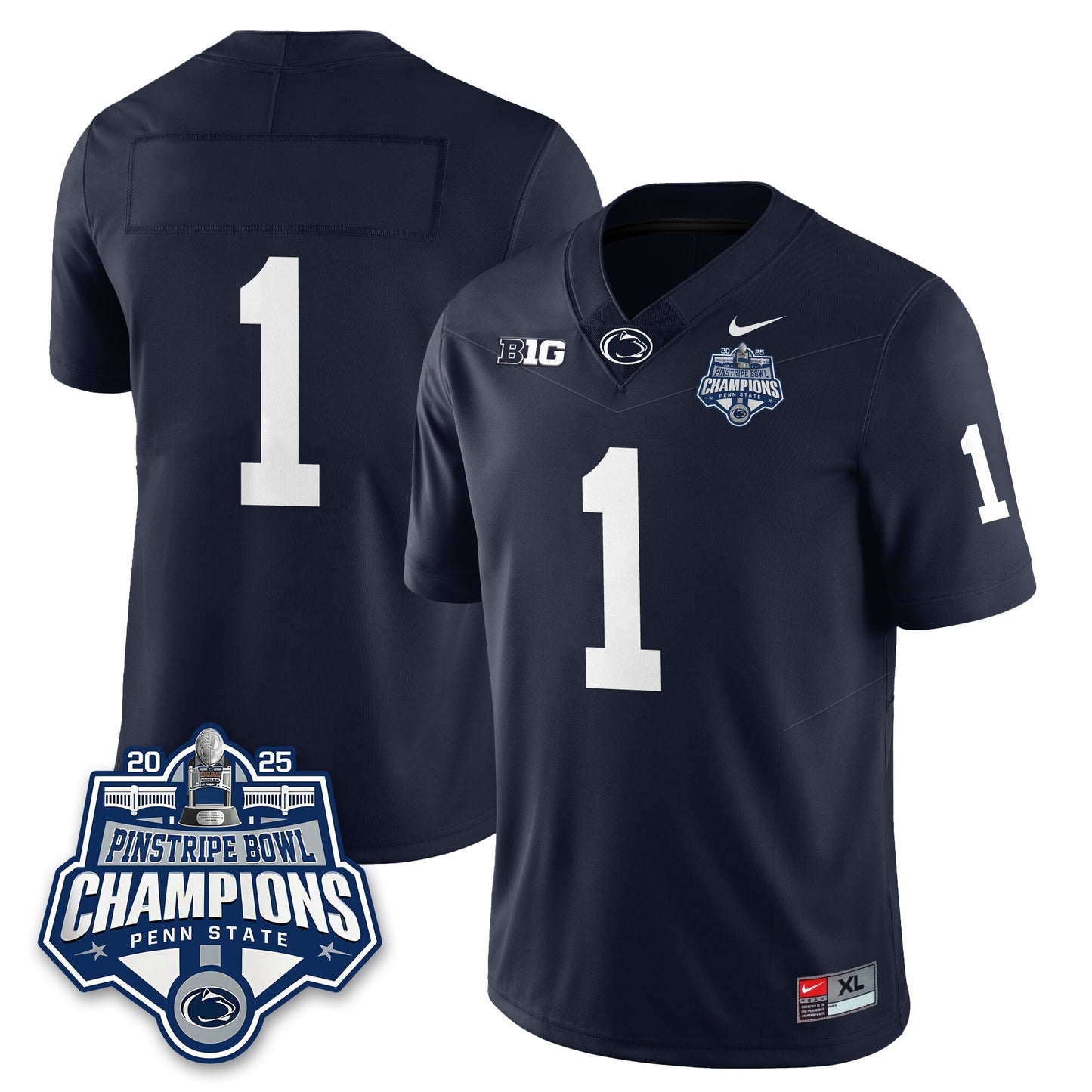 PSU Football 2025 Pinstripe Bowl Champions Jersey - All Stitched