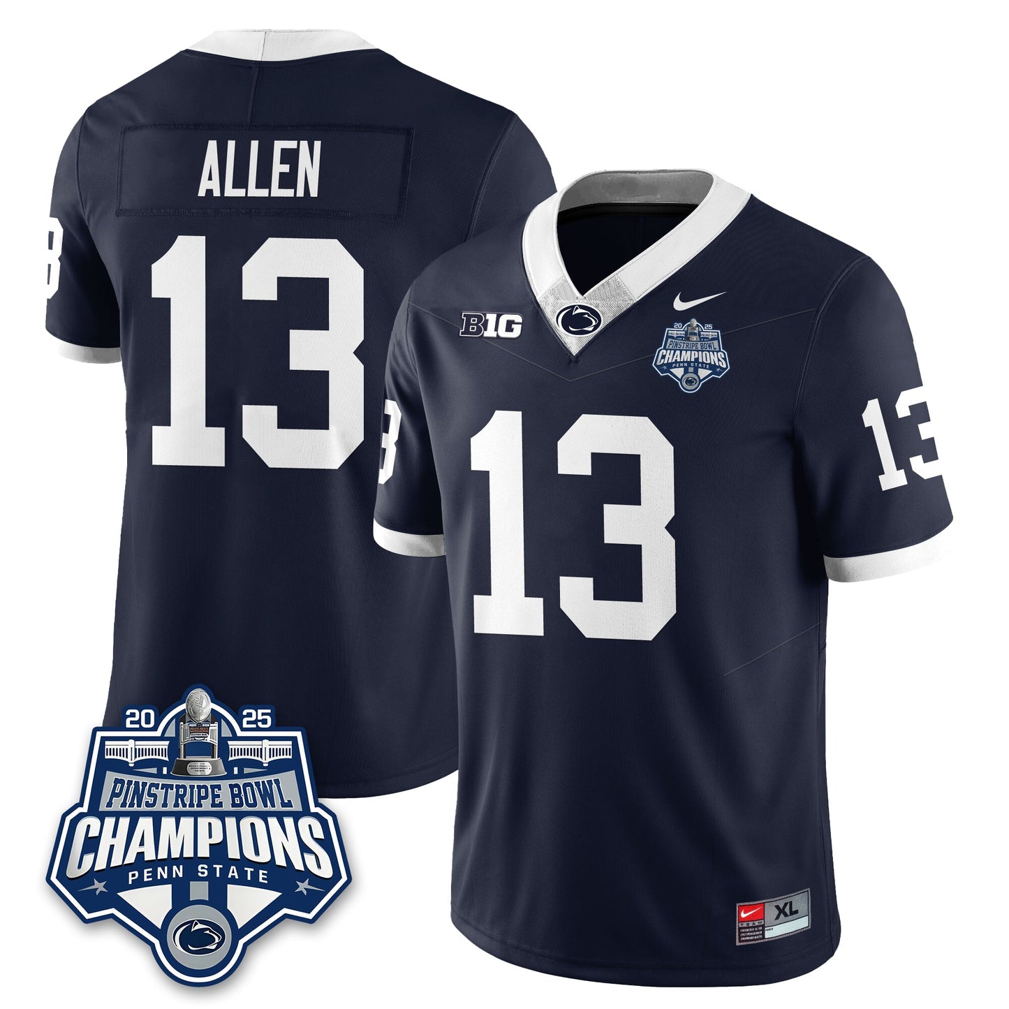 PSU Football 2025 Pinstripe Bowl Champions Jersey - All Stitched
