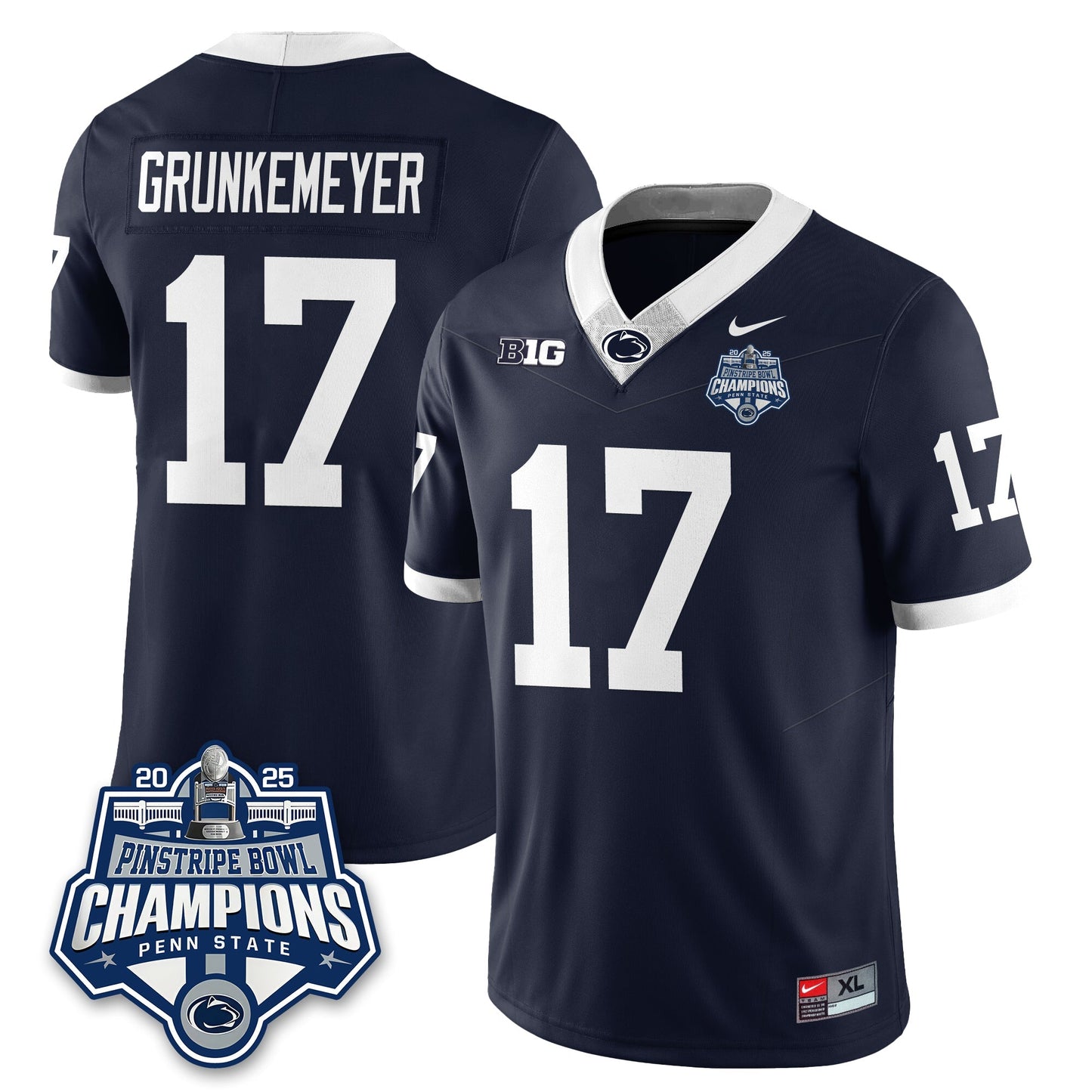 PSU Football 2025 Pinstripe Bowl Champions Jersey - All Stitched