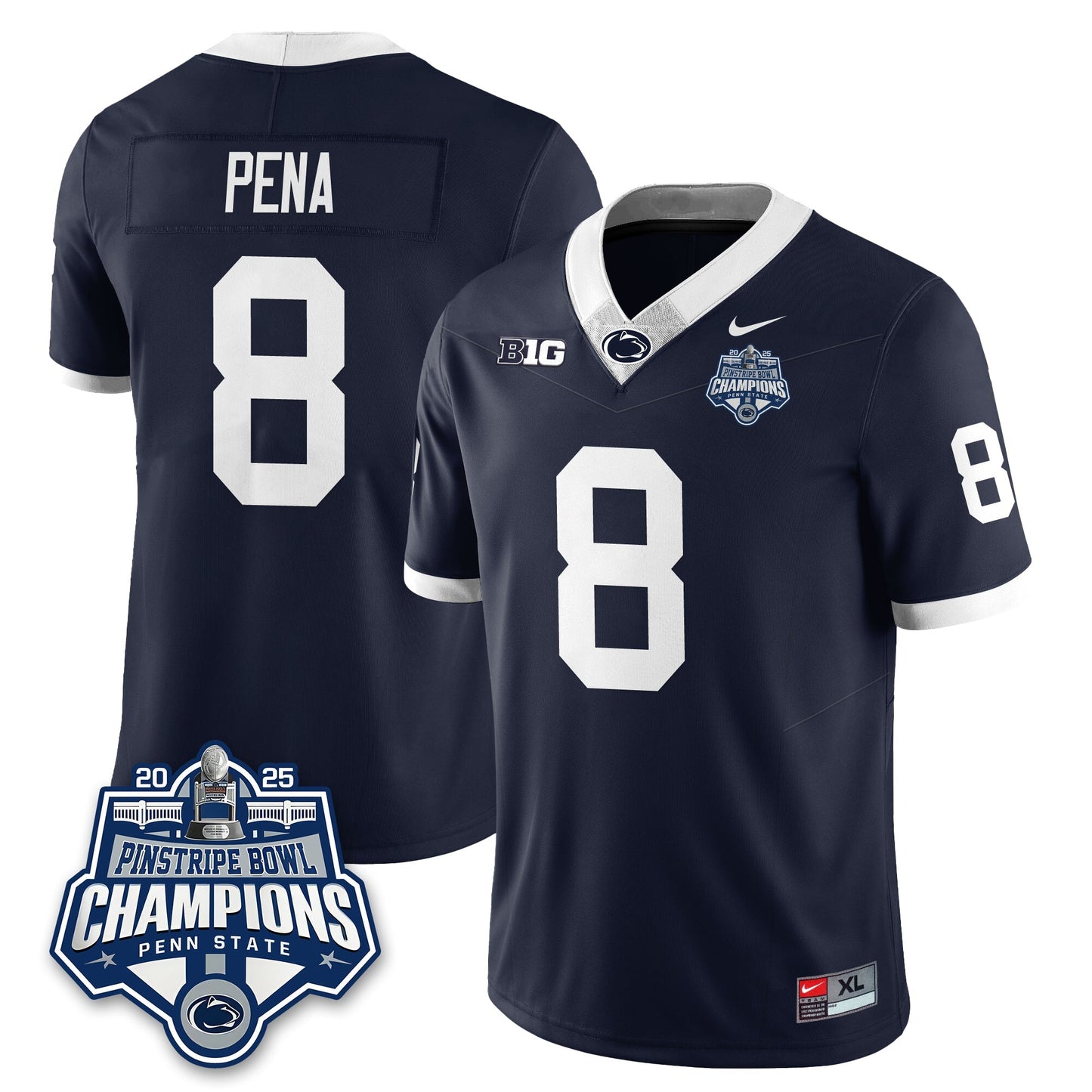 PSU Football 2025 Pinstripe Bowl Champions Jersey - All Stitched
