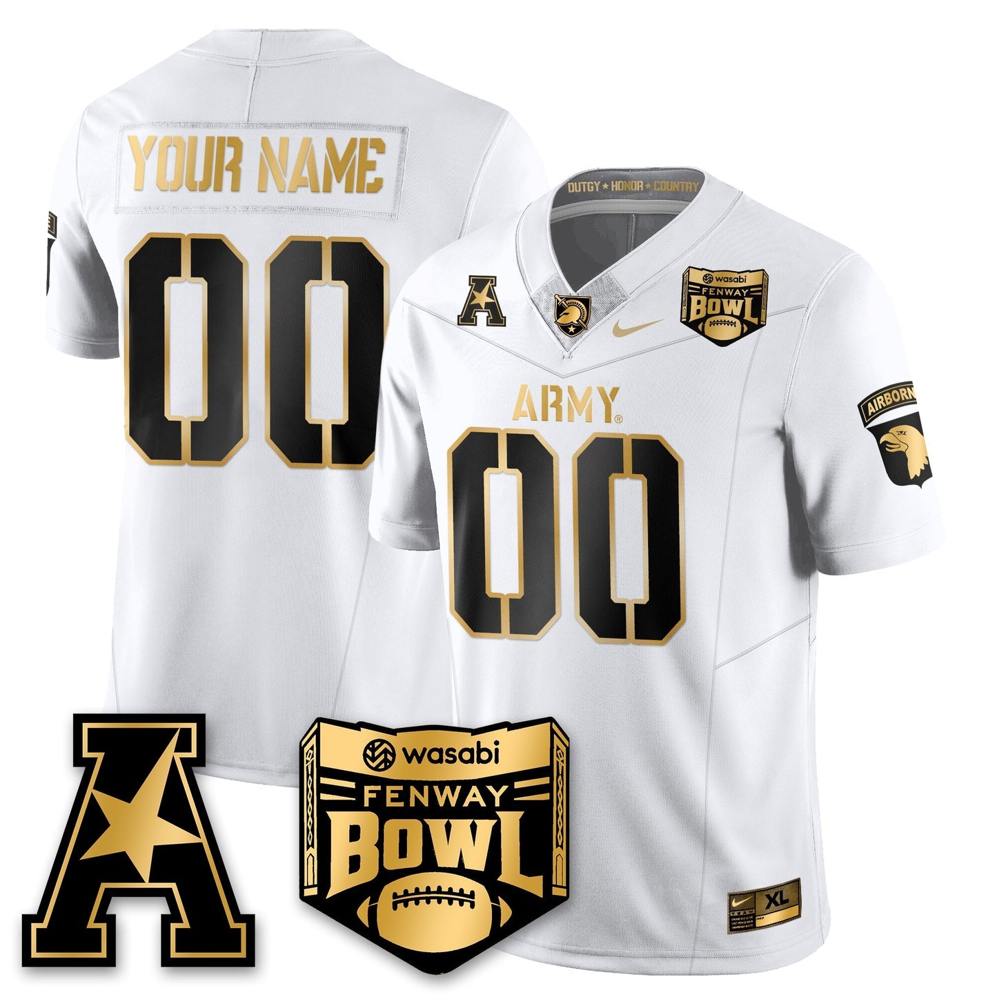 Army Black Knights Football 2025 Fenway Bowl Gold Jersey - All Stitched