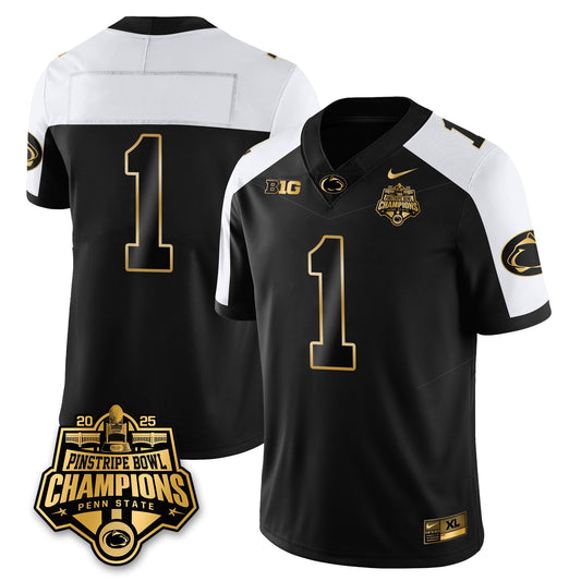 PSU Football 2025 Pinstripe Bowl Champions Gold Jersey - Stitched