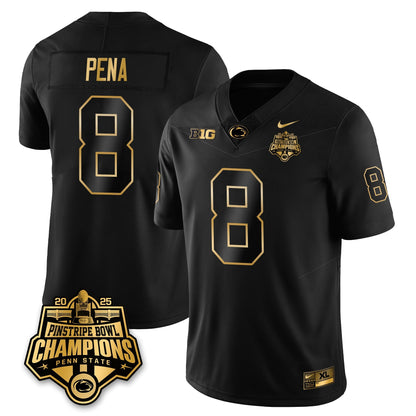 PSU Football 2025 Pinstripe Bowl Champions Gold Jersey - All Stitched
