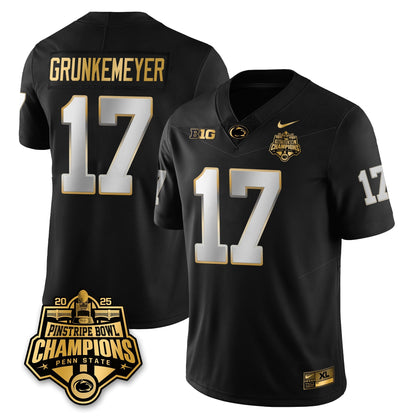 PSU Football 2025 Pinstripe Bowl Champions Gold Jersey - All Stitched