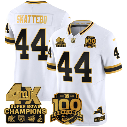 New York Giants 4X Champions & 100th Season Patch Vapor Limited Jersey - All Stitched