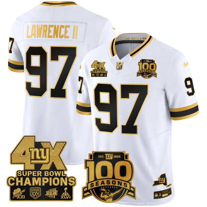New York Giants 4X Champions & 100th Season Patch Vapor Limited Jersey - All Stitched