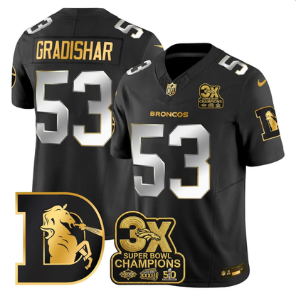 DEN 3x Champions Patch Throwback Gold Vapor Limited Jersey - Stitched