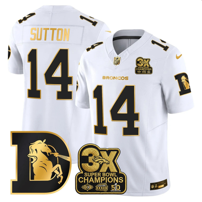 DEN 3x Champions Patch Throwback Gold Vapor Limited Jersey - Stitched