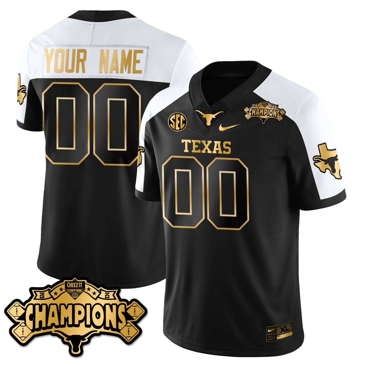 TEX Football Vapor Limited Gold Custom Jersey - Citrus Bowl Champions - All Stitched