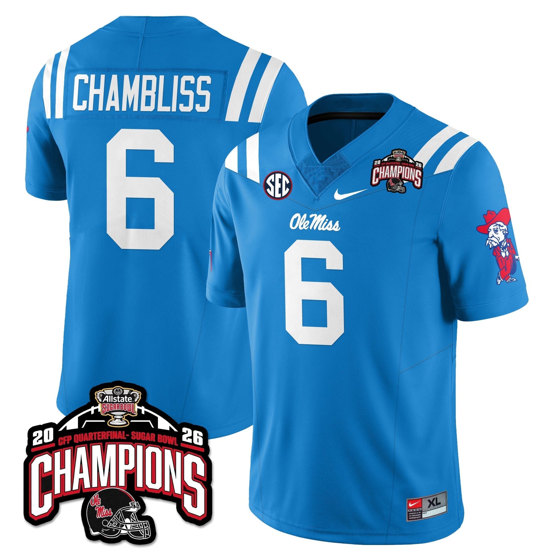 Ole Miss Football Vapor Limited Jersey - Allstate Sugar Bowl Champions - All Stitched