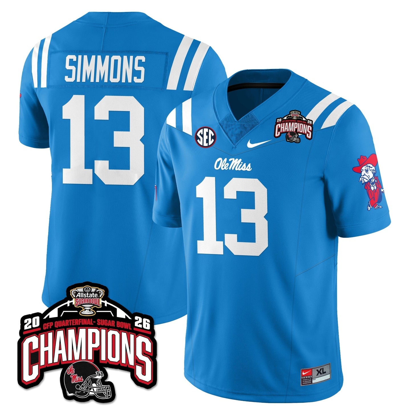 Ole Miss Football Vapor Limited Jersey - Allstate Sugar Bowl Champions - All Stitched