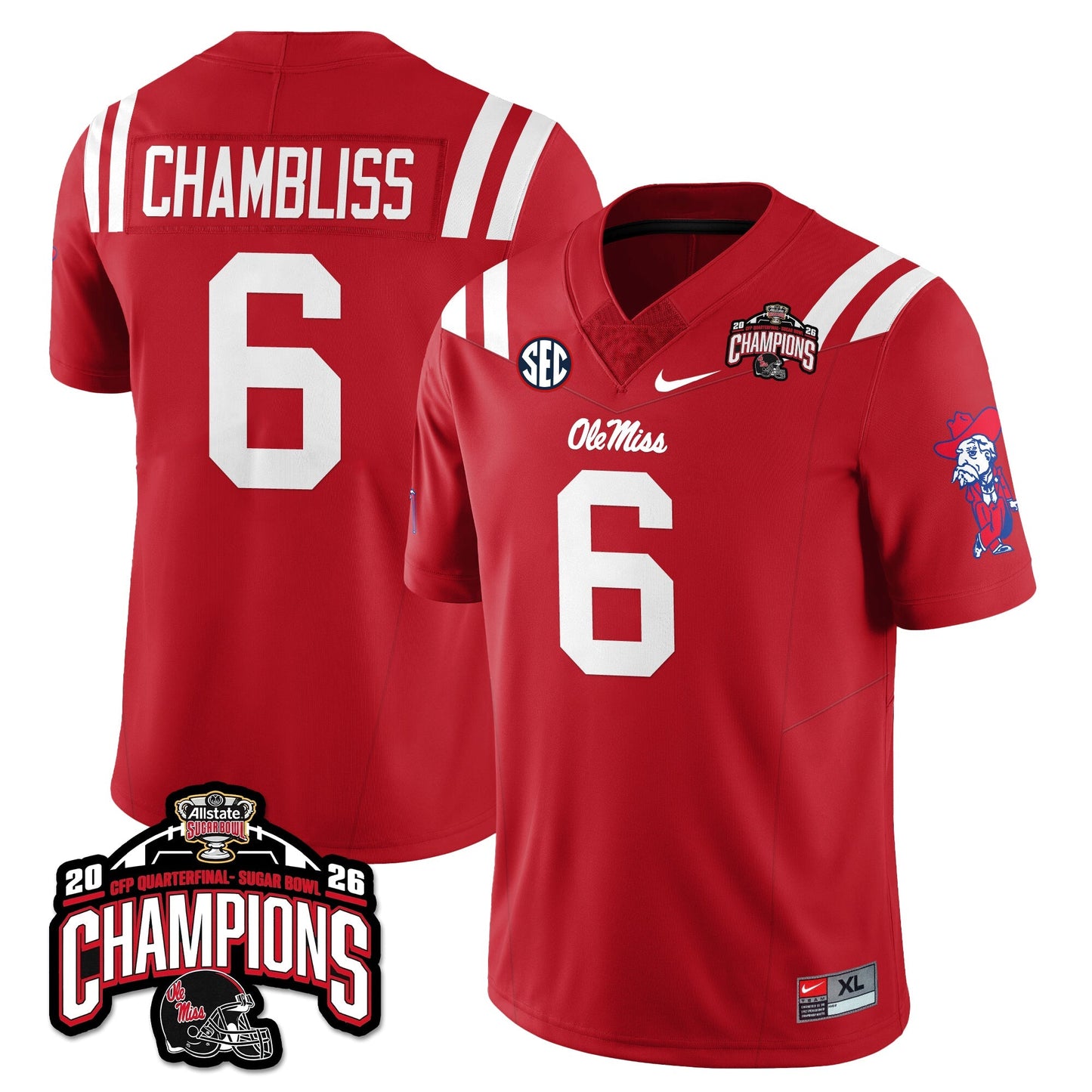 Ole Miss Football Vapor Limited Jersey - Allstate Sugar Bowl Champions - All Stitched