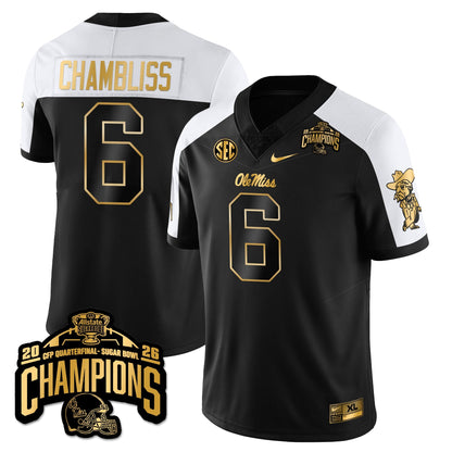 Ole Miss Football Vapor Limited Gold Jersey - Allstate Sugar Bowl Champions - All Stitched