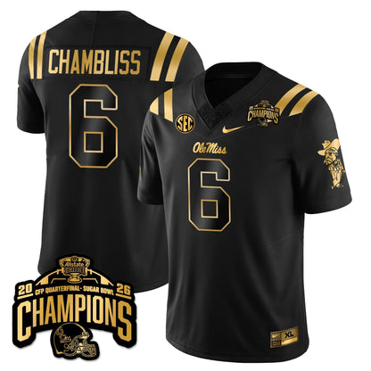 Ole Miss Football Vapor Limited Gold Jersey - Allstate Sugar Bowl Champions - All Stitched
