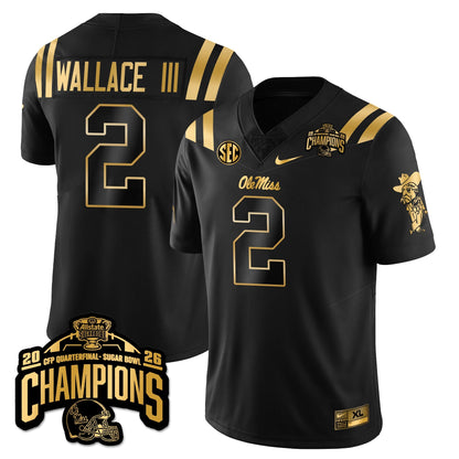 Ole Miss Football Vapor Limited Gold Jersey - Allstate Sugar Bowl Champions - All Stitched