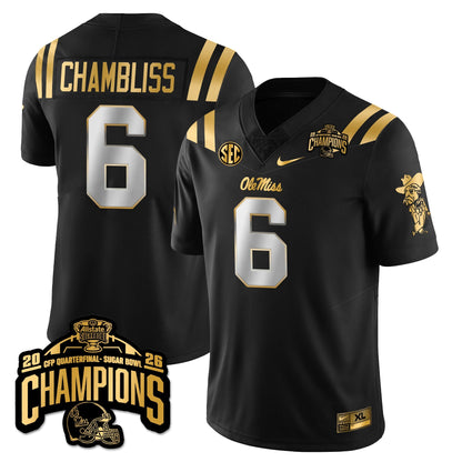 Ole Miss Football Vapor Limited Gold Jersey - Allstate Sugar Bowl Champions - All Stitched