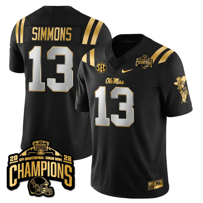 Ole Miss Football Vapor Limited Gold Jersey - Allstate Sugar Bowl Champions - All Stitched