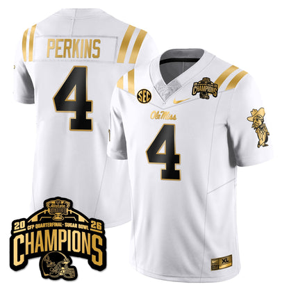 Ole Miss Football Vapor Limited Gold Jersey - Allstate Sugar Bowl Champions - All Stitched