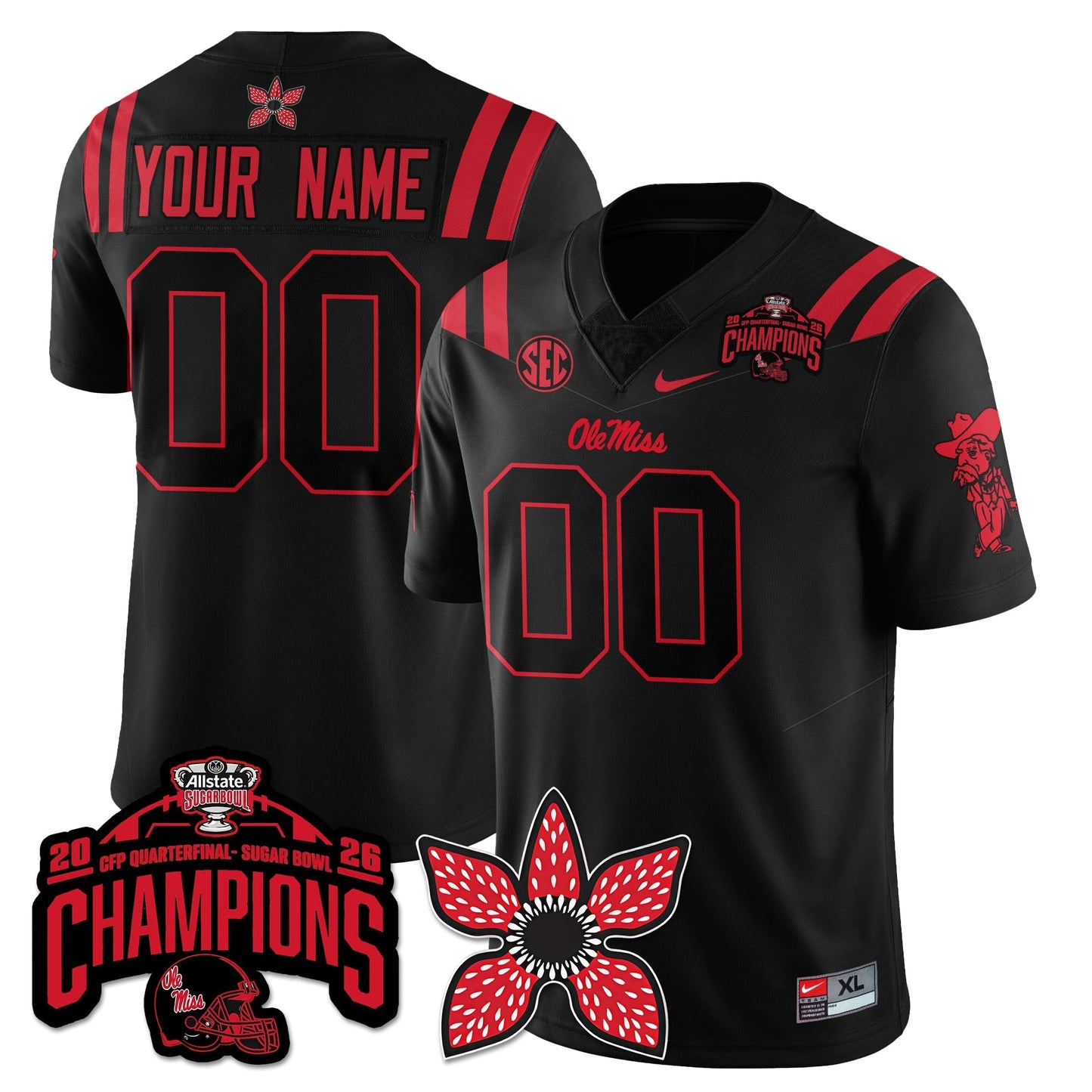 Ole Miss Football Stranger Things Vapor Limited Jersey - Allstate Sugar Bowl Champions - All Stitched