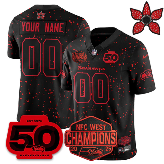 Custom SEA 'Stranger Things Edition' 2026 NFC West Champions Jersey - Stitched