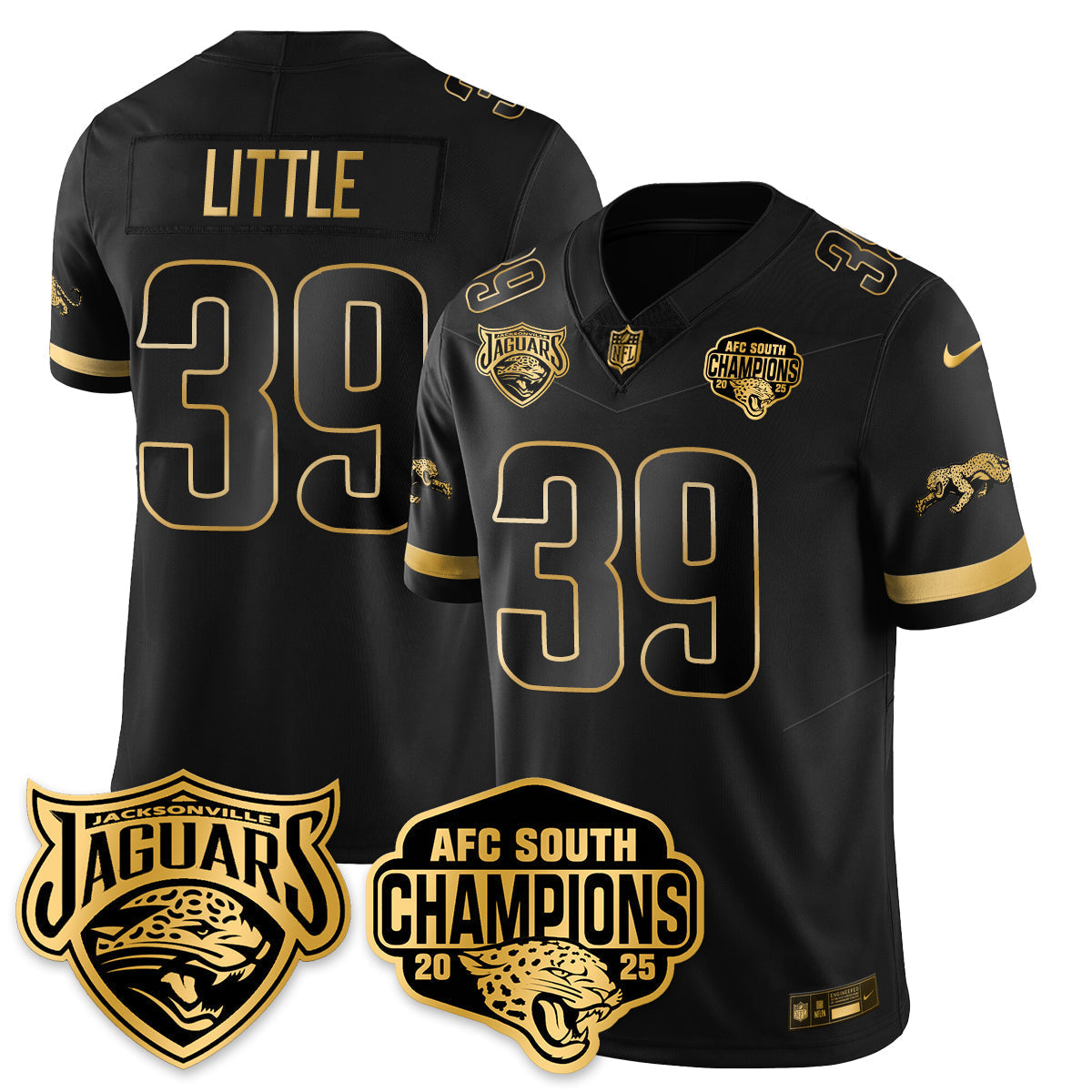 DET AFC South Division Champions Vapor Limited Gold Jersey - All Stitched