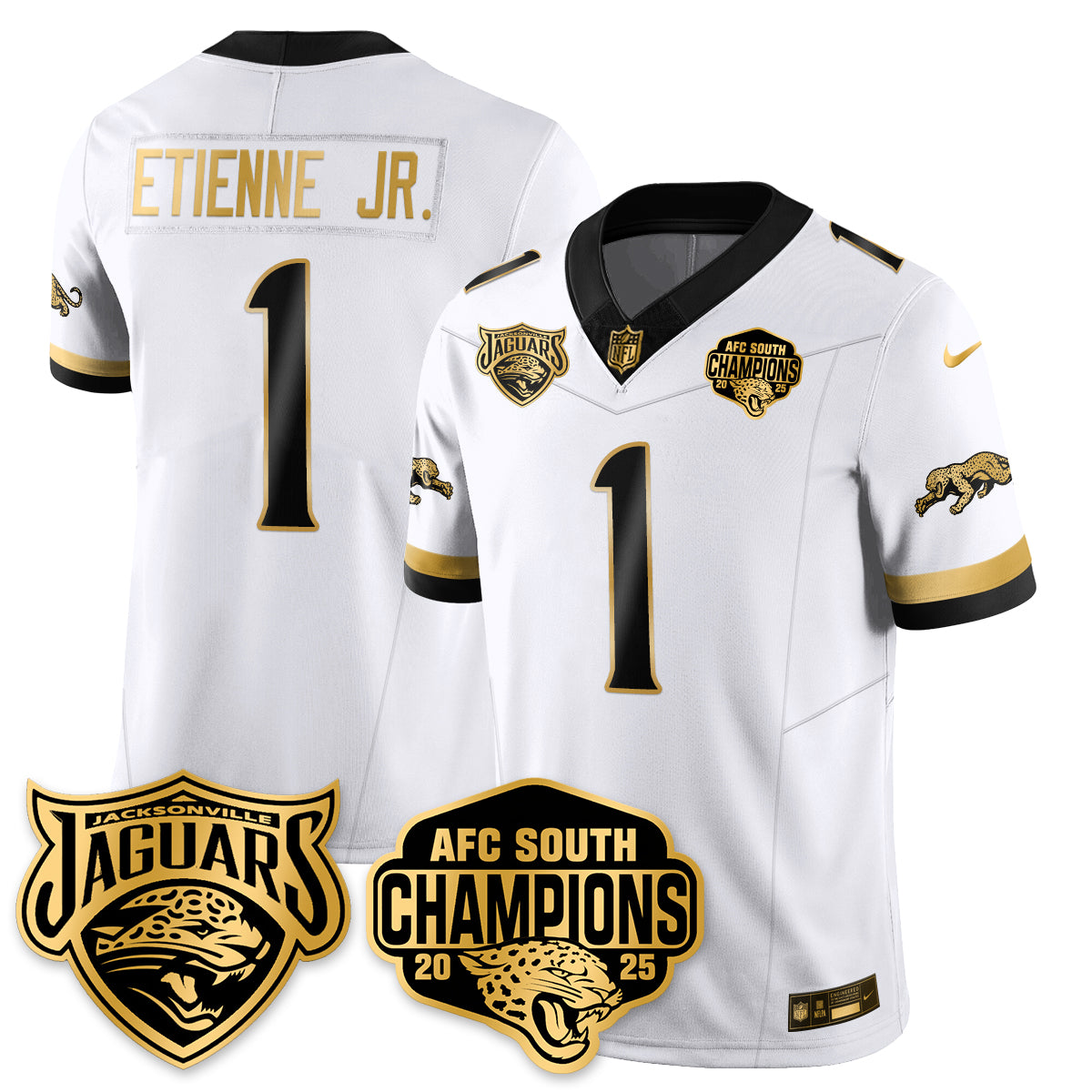 DET AFC South Division Champions Vapor Limited Gold Jersey - All Stitched