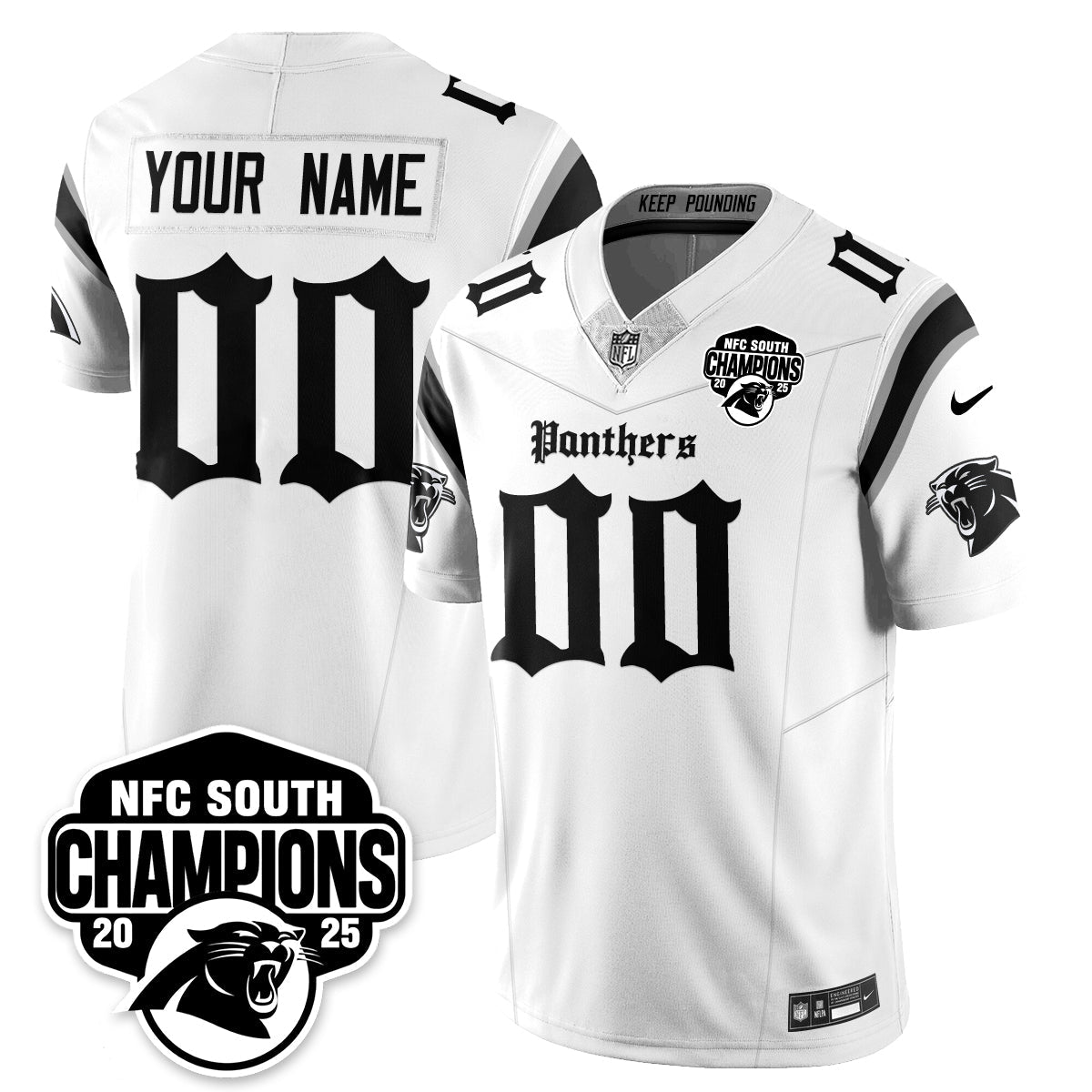 Custom CAR Gothic NFC South Division Champions Vapor Limited Gothic Jersey - All Stitched